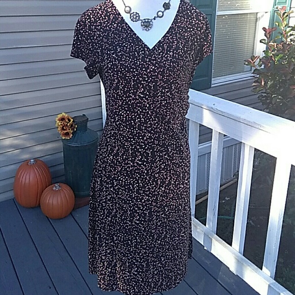 Michael Taylor Dresses & Skirts - Faux wrap dress in pretty polka dots on black